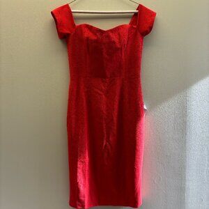 DRESS THE POPULATION RED FORMAL MIDI- NWT